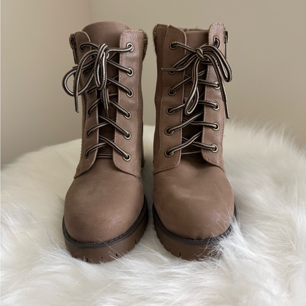 Brown Lace-Up Ankle Boots